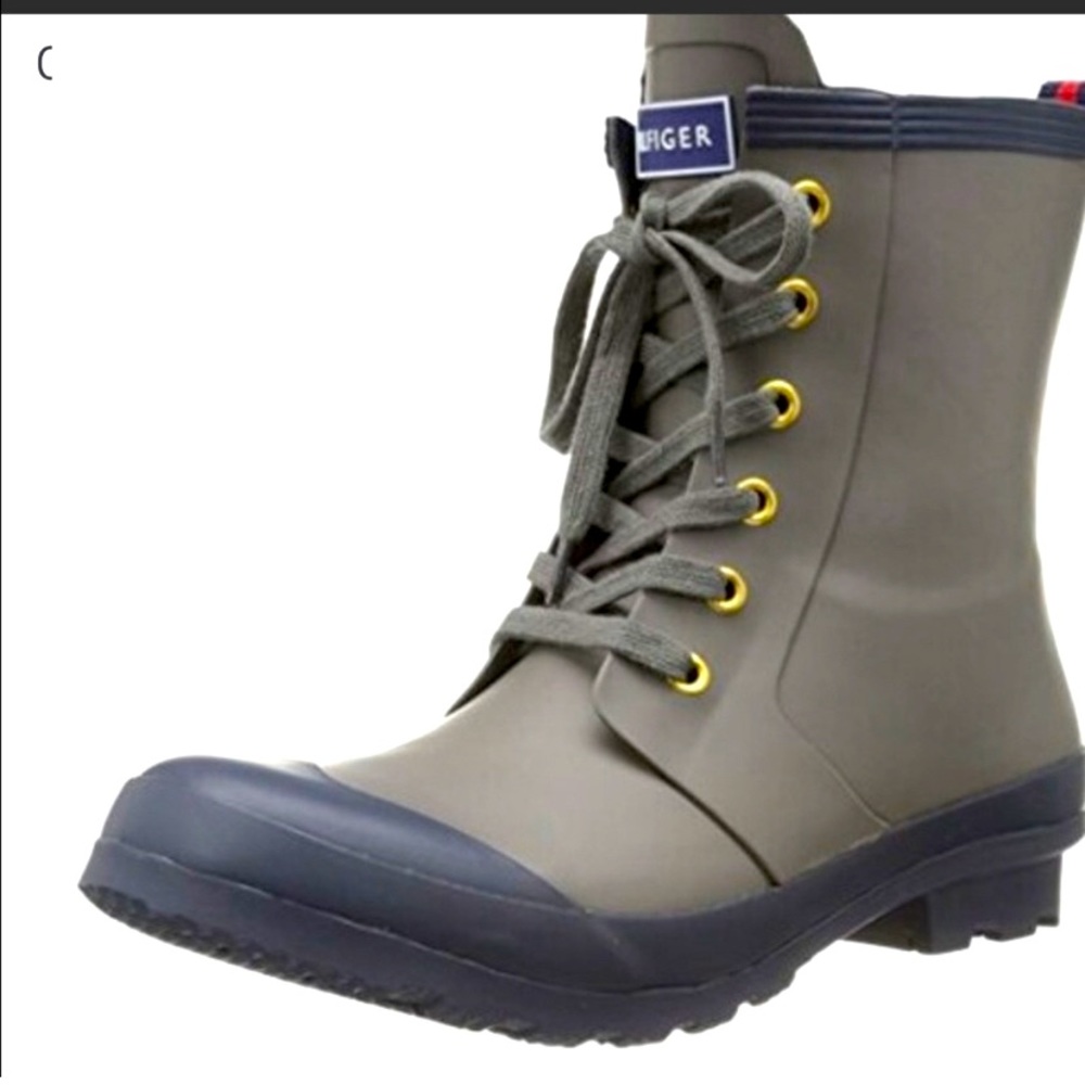 Tommy Hilfiger gray rubber rain boots
